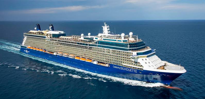 Celebrity cruise ship sailing on the open ocean